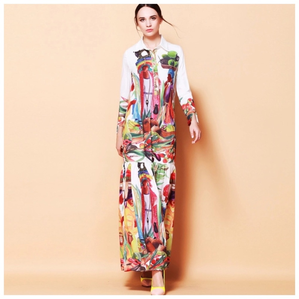 💐 The Delaina Colorful Silk Flowing Dress - Picture 2 of 6